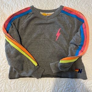 Women’s Aviator Nation Crop Sweatshirt with Rainbow Stripes